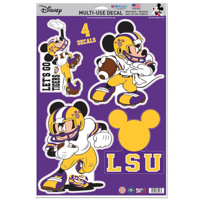 Calcomanía multiusos de fútbol americano de Mickey Mouse de Disney y LSU Tigers, 11" x 17"