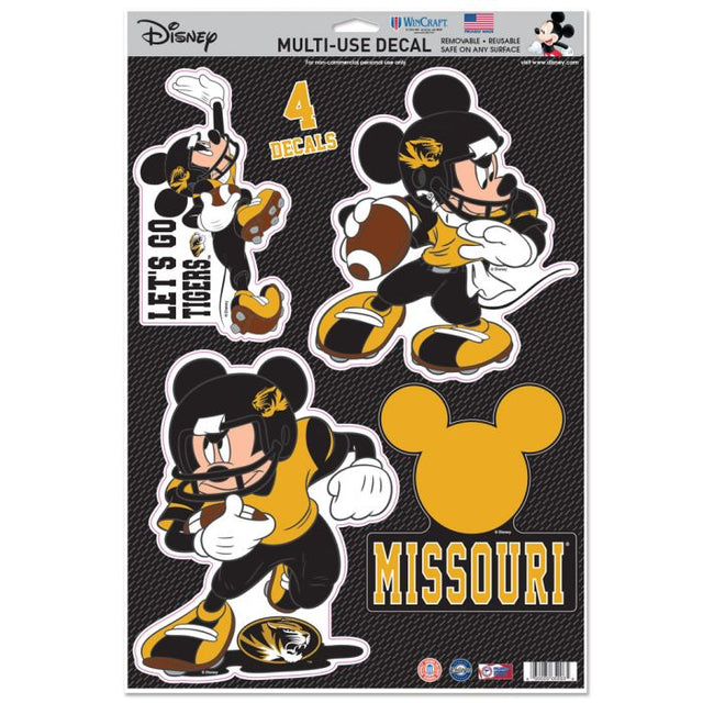 Calcomanía multiusos de fútbol americano de Mickey Mouse de Disney y Missouri Tigers, 11" x 17"