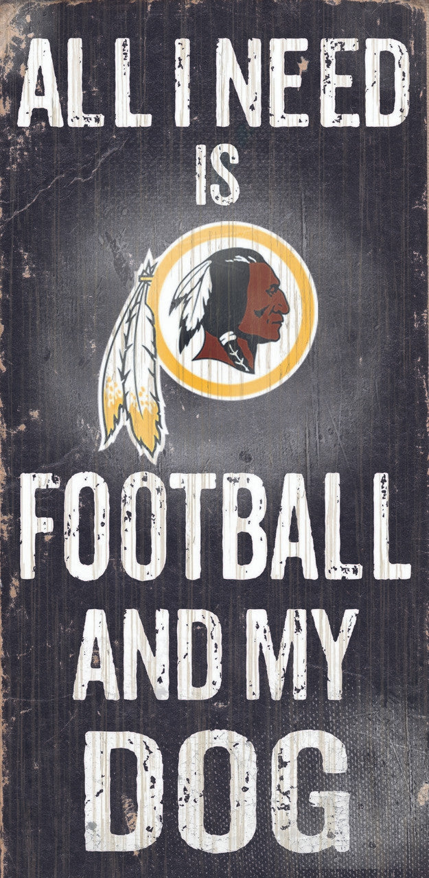 Washington Redskins Wood Sign - Football and Dog 6"x12"