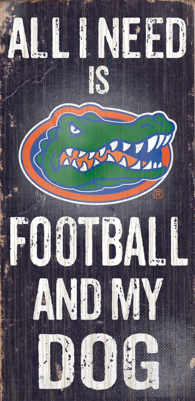 Florida Gators Wood Sign - Football and Dog 6"x12"