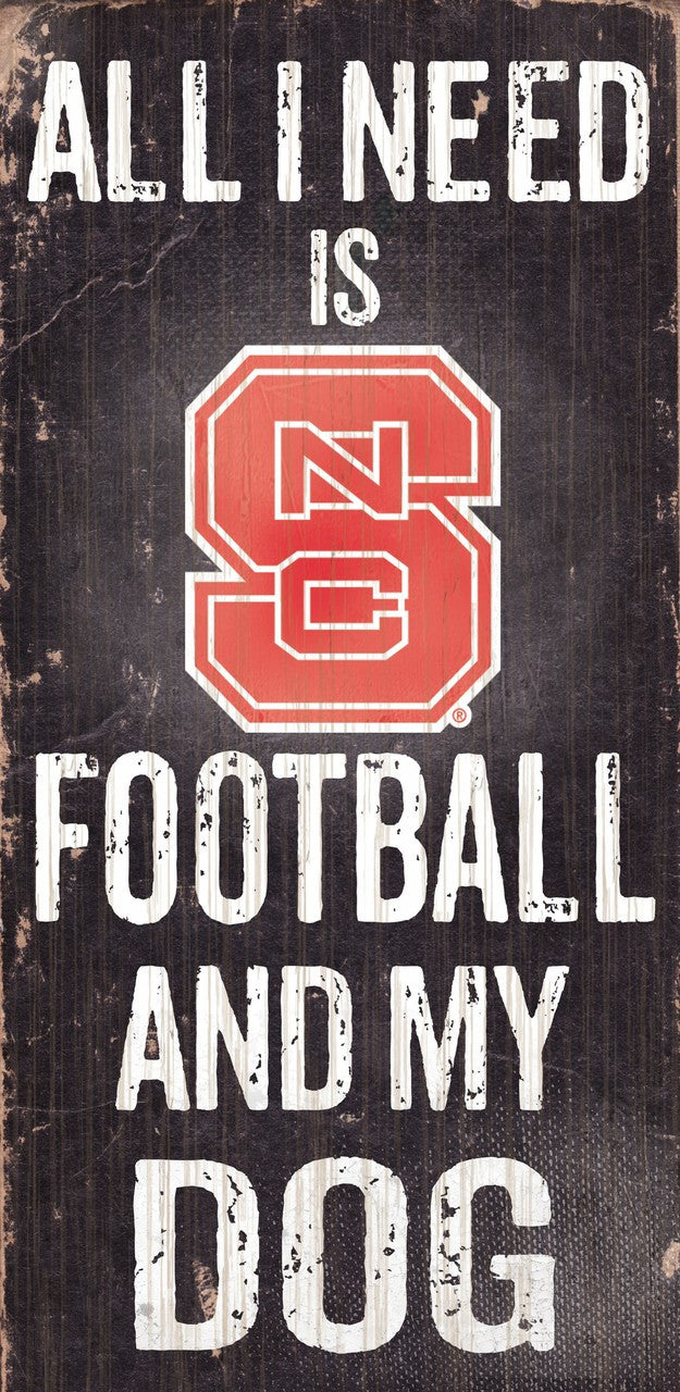 North Carolina State Wolfpack Wood Sign - Football and Dog 6x12