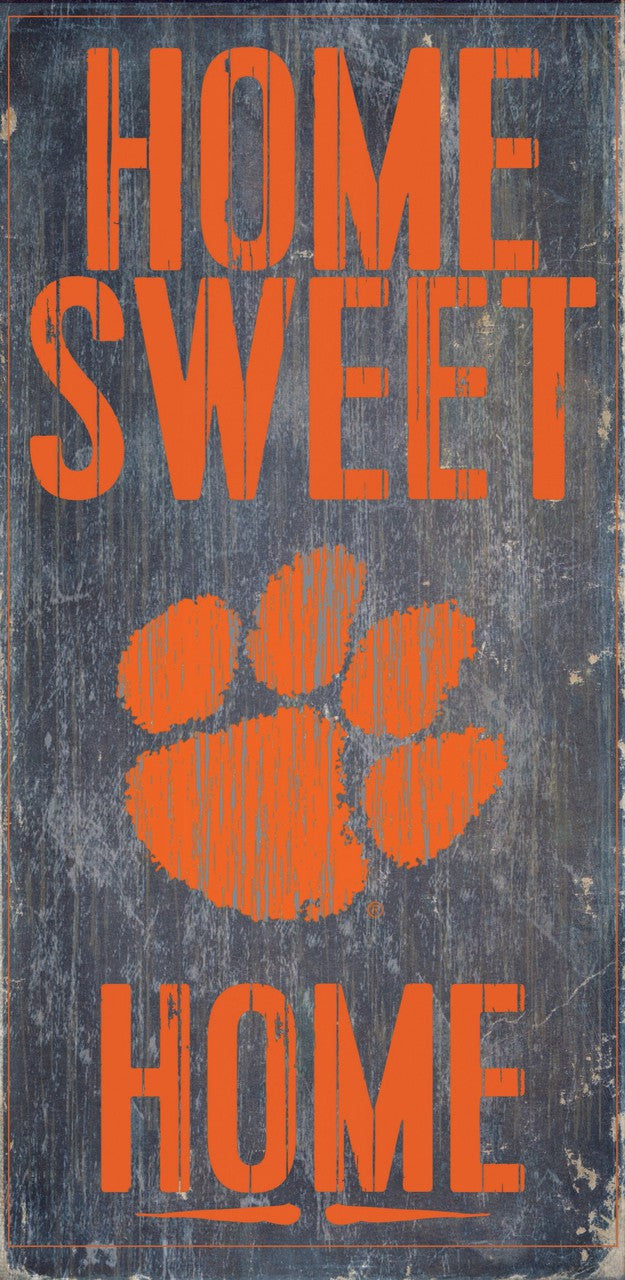 Letrero de madera de los Clemson Tigers: Hogar, dulce hogar, 6" x 12"