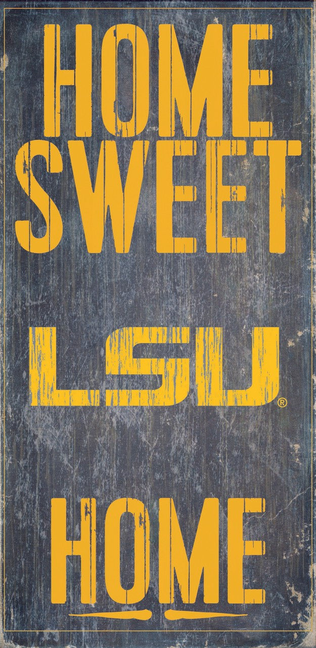 LSU Tigers Wood Sign - Home Sweet Home 6"x12"