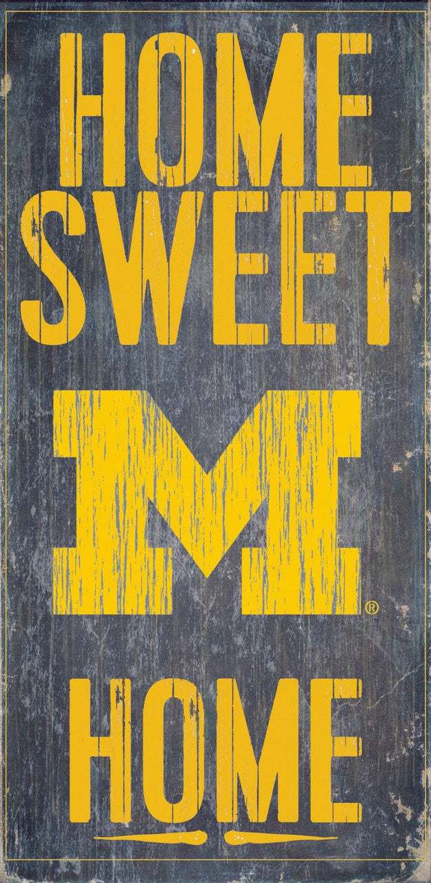 Letrero de madera de los Wolverines de Michigan: Hogar, dulce hogar, 6" x 12"