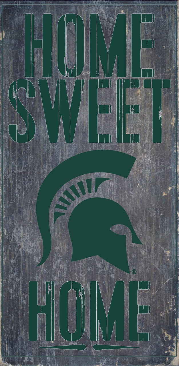 Michigan State Spartans Wood Sign - Home Sweet Home 6"x12"