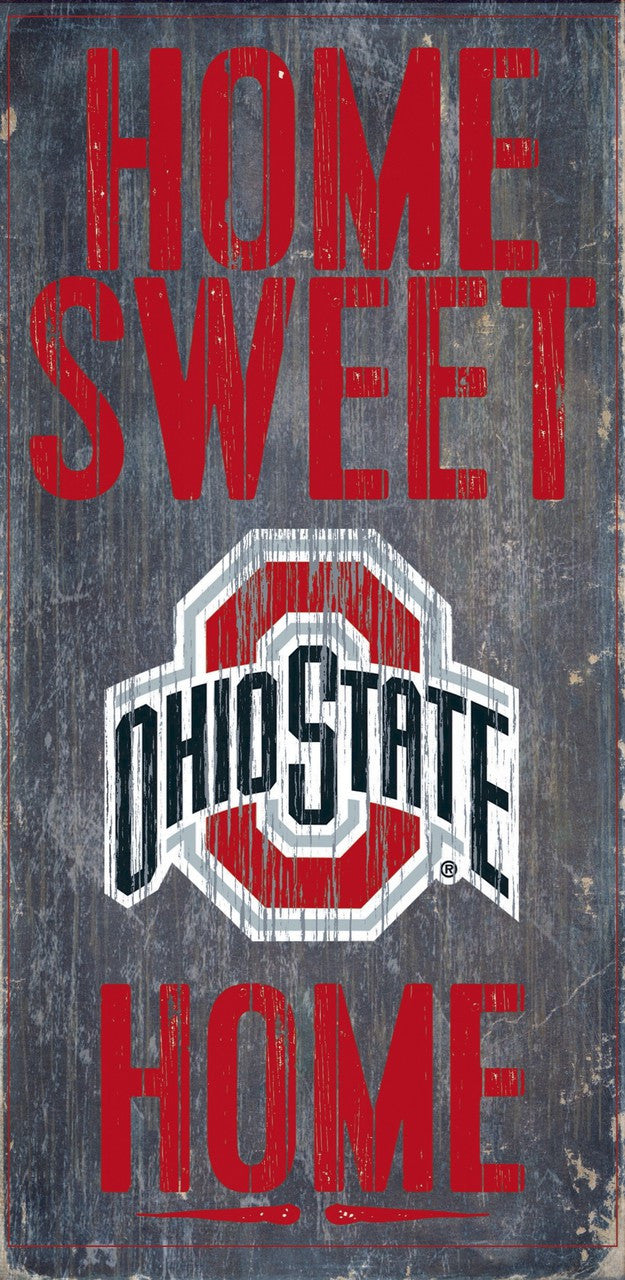 Letrero de madera de Ohio State Buckeyes: Hogar, dulce hogar, 6" x 12"