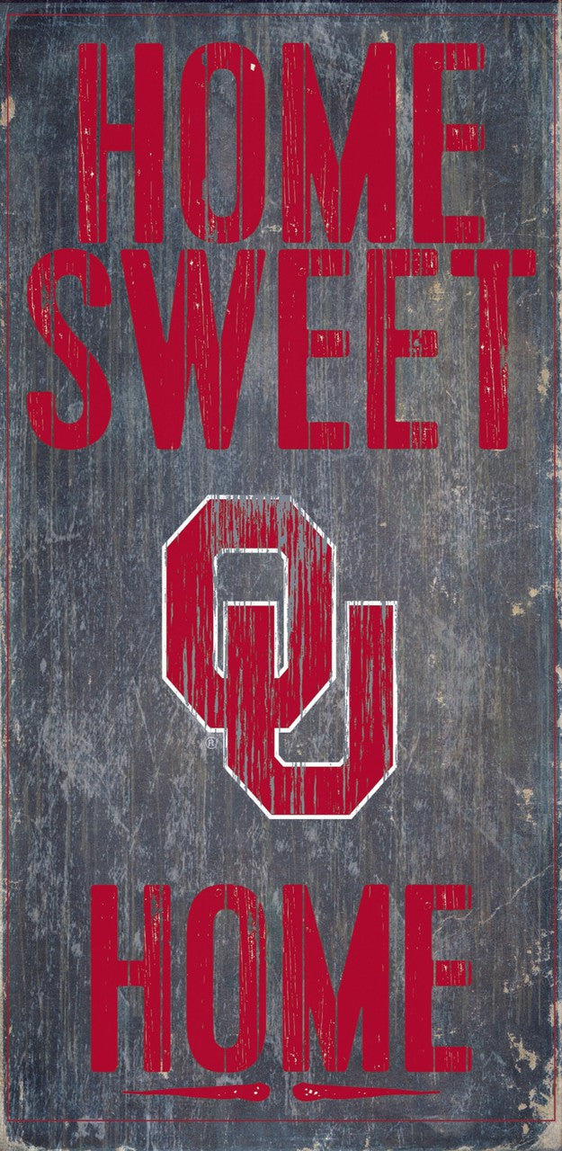 Letrero de madera de los Oklahoma Sooners: Hogar, dulce hogar, 6" x 12"