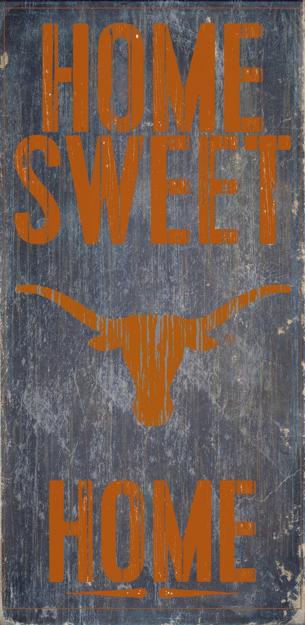 Letrero de madera de Texas Longhorns: Hogar, dulce hogar, 6" x 12"