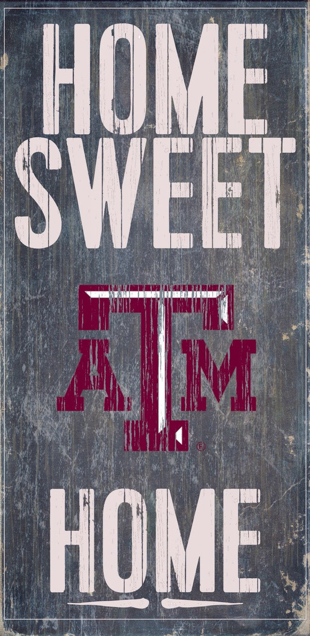 Texas A&M Aggies Wood Sign - Home Sweet Home 6"x12"