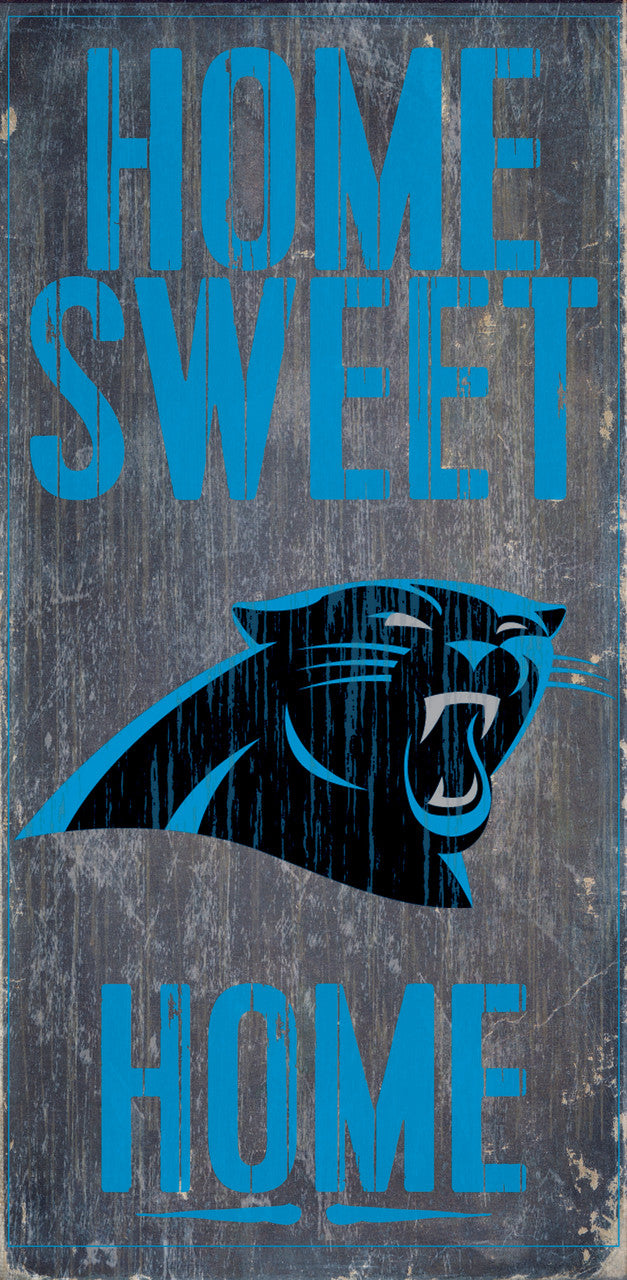 Letrero de madera de los Carolina Panthers: Hogar, dulce hogar, 6" x 12"