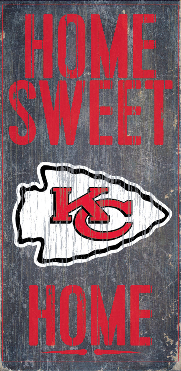 Letrero de madera de los Kansas City Chiefs: Hogar, dulce hogar, 6" x 12"