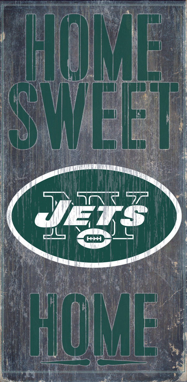 Letrero de madera de los New York Jets: Hogar, dulce hogar, 6" x 12"