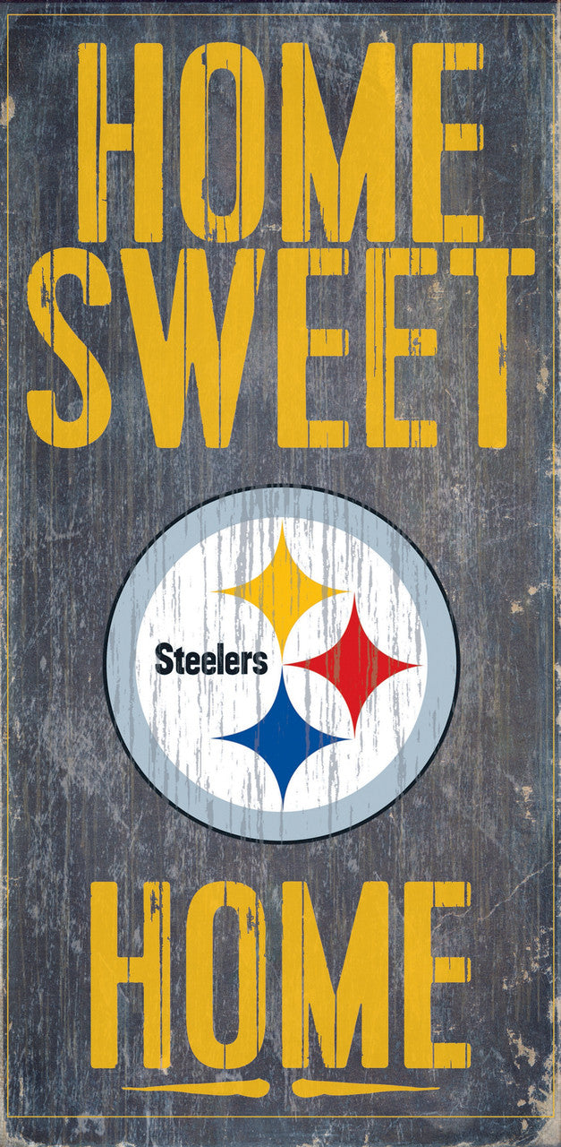 Letrero de madera de los Pittsburgh Steelers: Hogar, dulce hogar, 6" x 12"