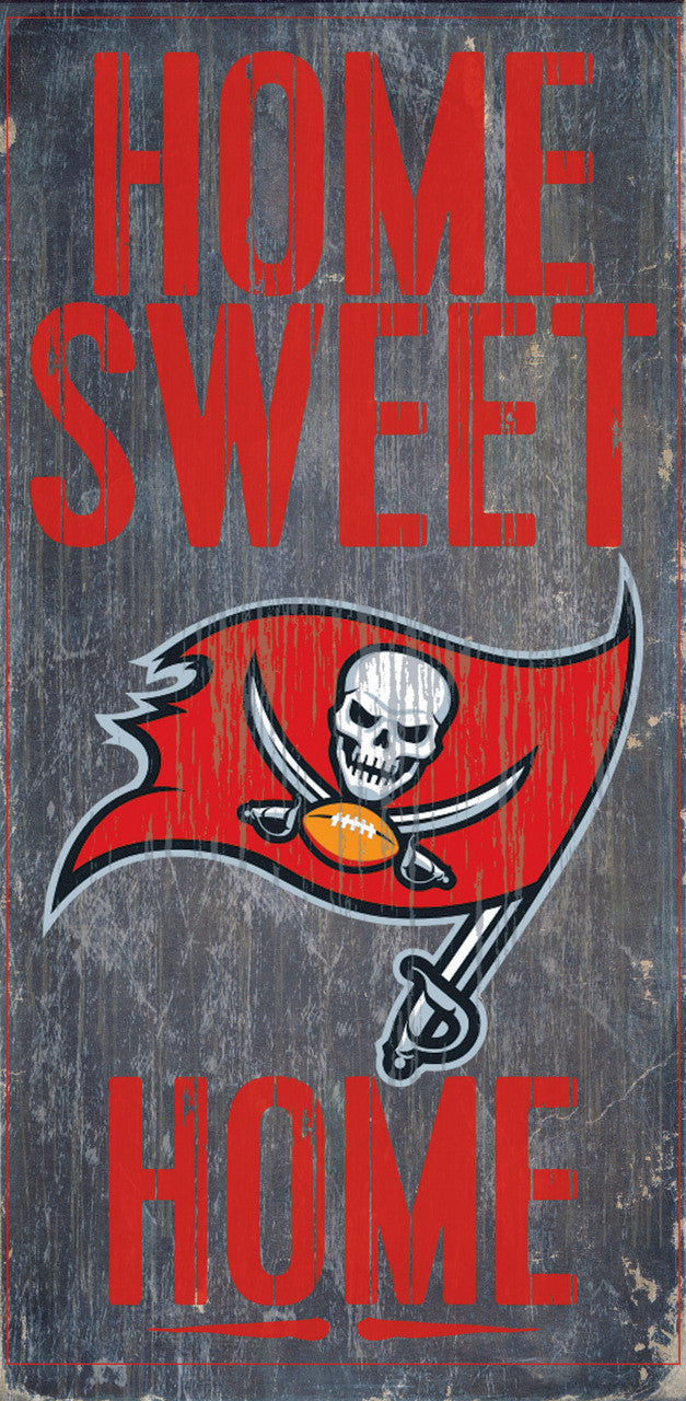 Letrero de madera de los Tampa Bay Buccaneers: Hogar, dulce hogar, 6" x 12"