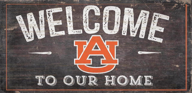 Letrero de madera de los Auburn Tigers de 6 x 12 pulgadas con el texto "Bienvenidos a nuestro diseño para el hogar"