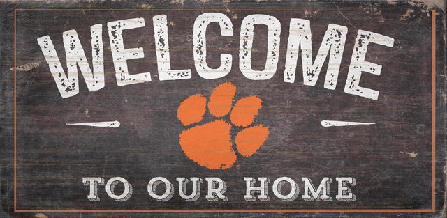 Letrero de madera de los Clemson Tigers de 6 x 12 pulgadas que le da la bienvenida a nuestro diseño para el hogar