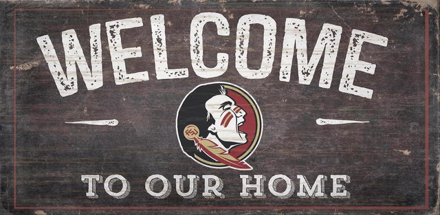 Letrero de madera de 6 x 12 de los Florida State Seminoles con el diseño de bienvenida a nuestro hogar