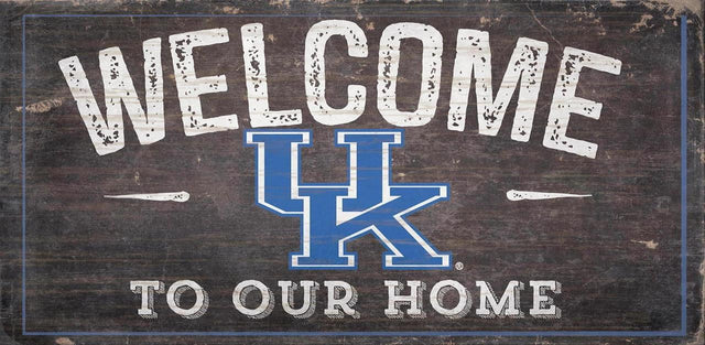 Letrero de madera de Kentucky Wildcats de 6 x 12 pulgadas con el texto "Bienvenido a nuestro diseño para el hogar"