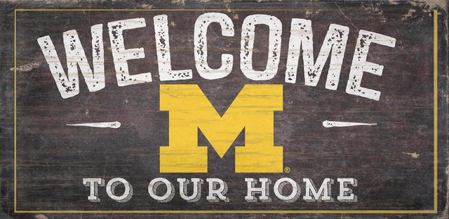 Letrero de madera de 6 x 12 de los Michigan Wolverines que dan la bienvenida a nuestro diseño de hogar