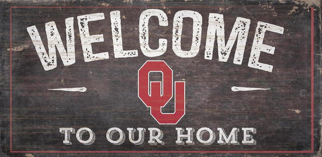 Letrero de madera de 6 x 12 de los Oklahoma Sooners que da la bienvenida a nuestro diseño de hogar