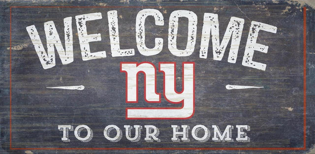 Letrero de madera de los New York Giants de 6 x 12 pulgadas Bienvenido a nuestro diseño de hogar