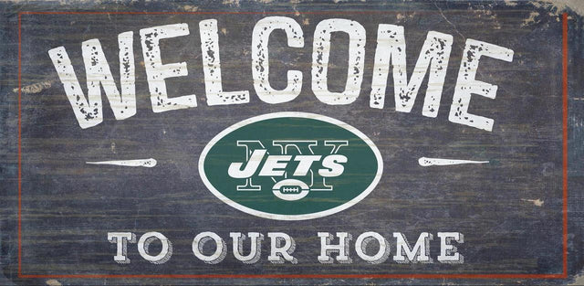 Letrero de madera de los New York Jets de 6 x 12 pulgadas Bienvenido a nuestro diseño de hogar