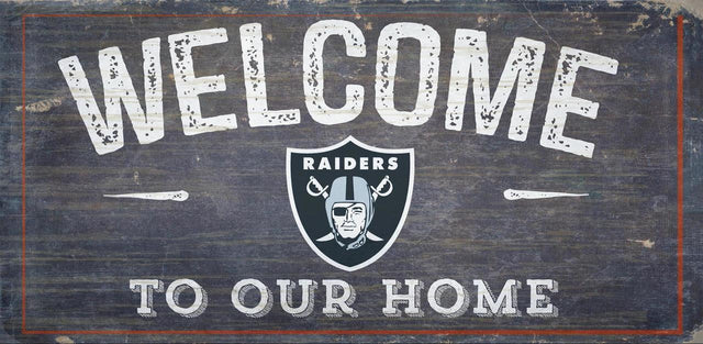 Letrero de madera de 6 x 12 de los Raiders de Las Vegas: Bienvenidos a nuestro diseño de hogar