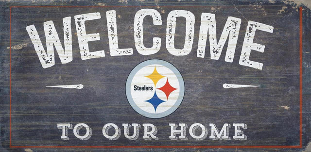 Letrero de madera de los Pittsburgh Steelers de 6 x 12 pulgadas con el texto "Bienvenidos a nuestro diseño de hogar"