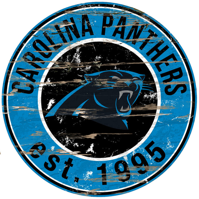 Letrero de madera de los Carolina Panthers, redondo, 24"