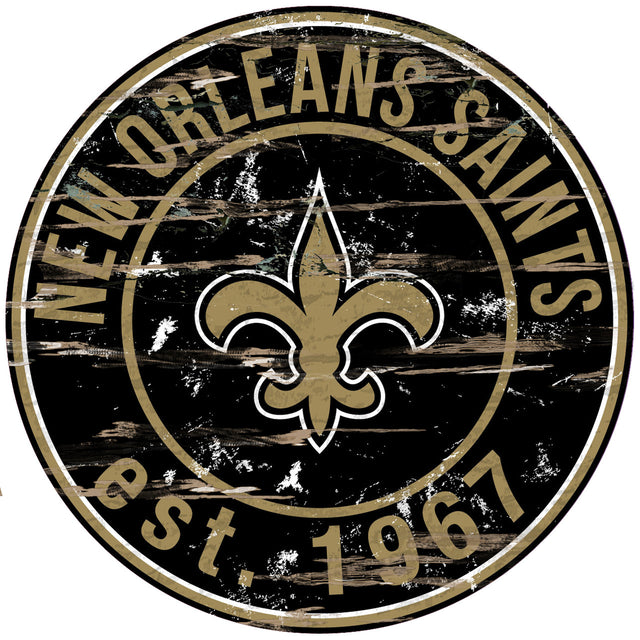 Letrero de madera de los New Orleans Saints, redondo, 24"