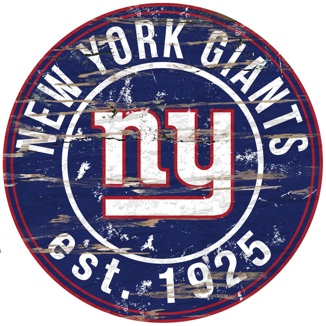 Letrero de madera de los New York Giants, redondo, 24"