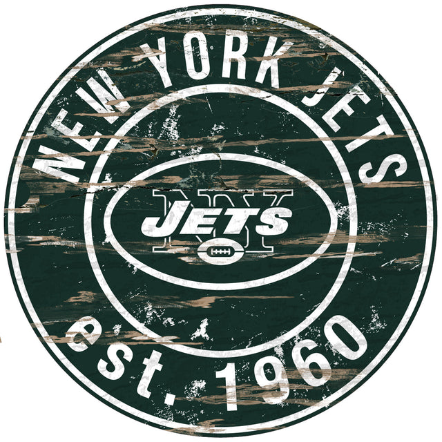 Letrero de madera de los New York Jets, redondo, 24"