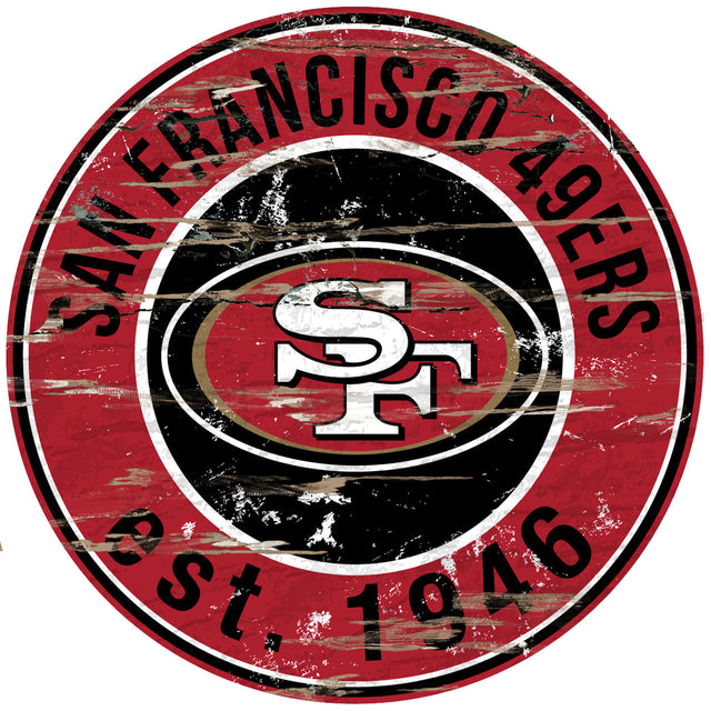 Letrero de madera de los San Francisco 49ers, redondo, 24"