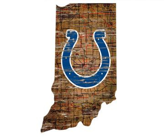 Indianapolis Colts Sign Wood 24" State Wall Art Design