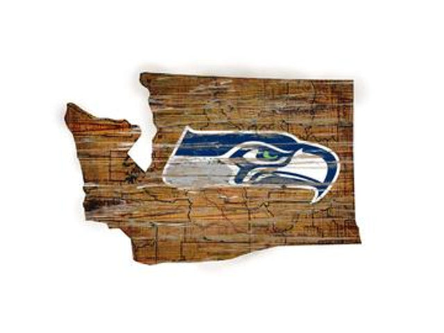 Letrero de madera de los Seattle Seahawks: arte mural estatal