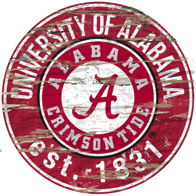 Alabama Crimson Tide Wood Sign - 24" Round