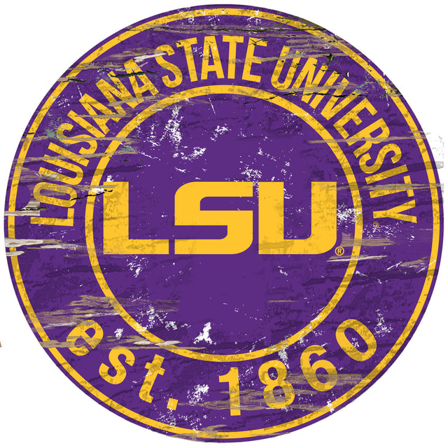 LSU Tigers Wood Sign - 24" Round