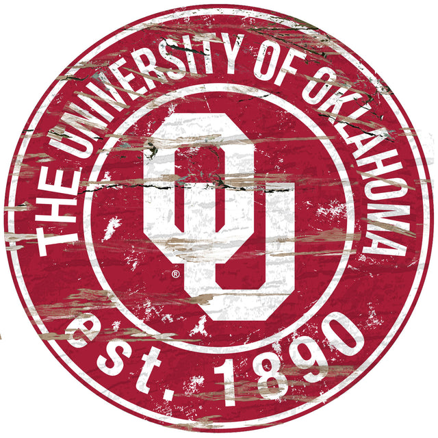 Oklahoma Sooners Wood Sign - 24" Round