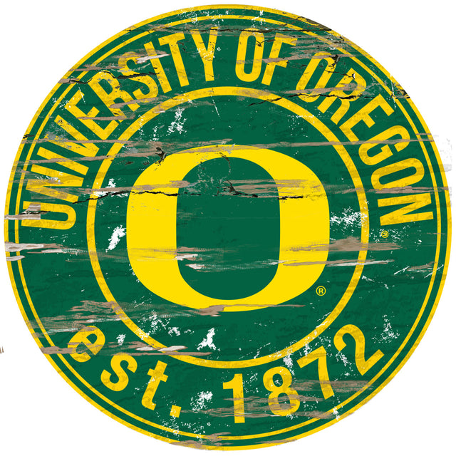 Letrero de madera de los Oregon Ducks, redondo, 24"