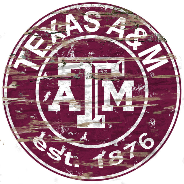 Letrero de madera de Texas A&amp;M Aggies, redondo, 24"