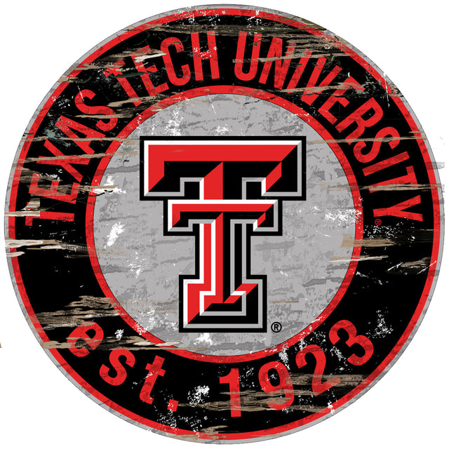 Letrero de madera de los Texas Tech Red Raiders, redondo, 24"