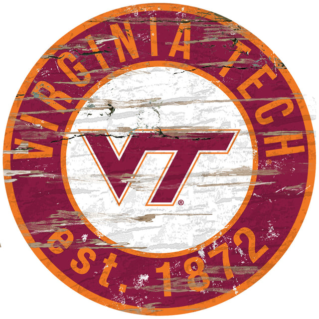 Letrero de madera de Virginia Tech Hokies, redondo, 24"