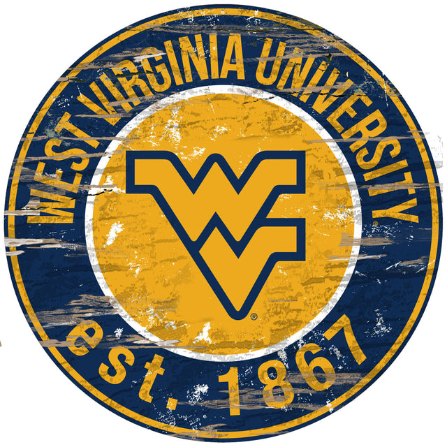 West Virginia Mountaineers Wood Sign - 24" Round