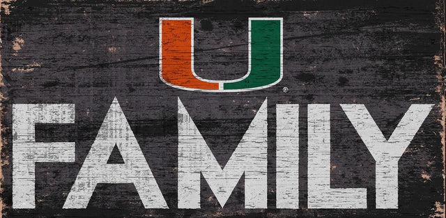 Letrero de madera de 12 x 6 de los Miami Hurricanes con diseño familiar