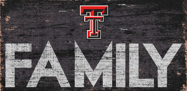 Letrero de madera de 12 x 6 de los Texas Tech Red Raiders con diseño familiar