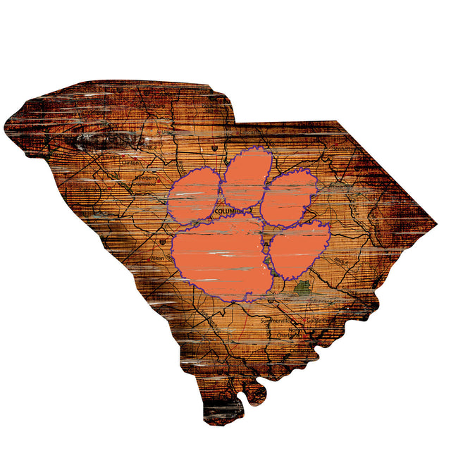 Letrero de madera de los Clemson Tigers: arte mural estatal