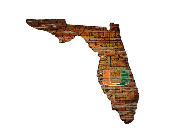 Letrero de madera de los Miami Hurricanes: arte mural estatal