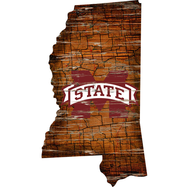 Letrero de madera de los Mississippi State Bulldogs: arte mural estatal