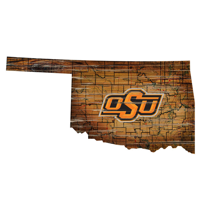 Oklahoma Sooners Sign Wood 24" State Wall Art Design