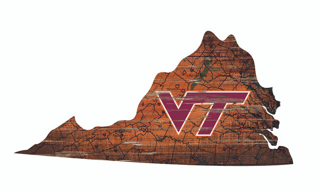 Letrero de madera de Virginia Tech Hokies: arte mural estatal